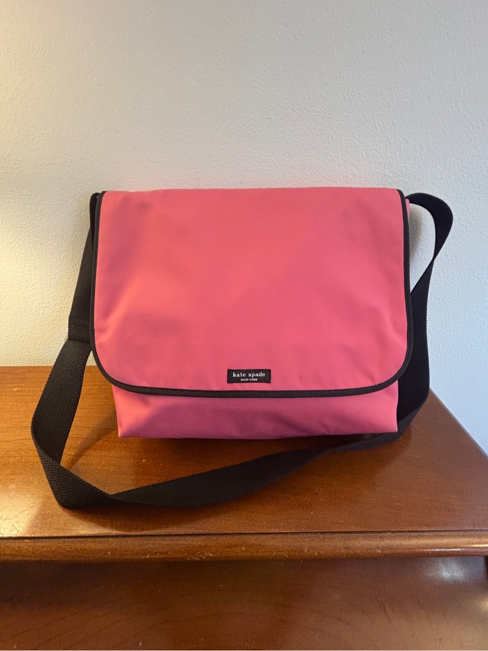 VTG Kate Spade Pink Nylon Messenger Crossbody Bag Y2K